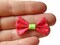 10 35mm Dark Pink and Green Polka Dot Bows - Loose Bow Embellishments